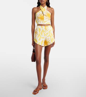 Top court Ivy en lin imprimé  | Cala de la Cruz