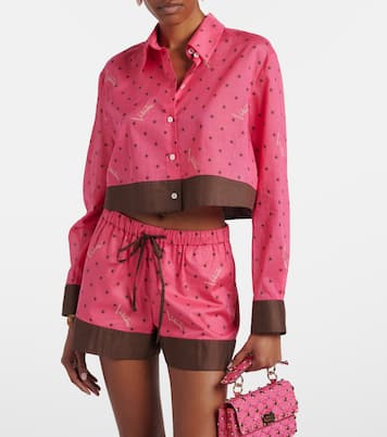 Cropped printed cotton shirt | Valentino