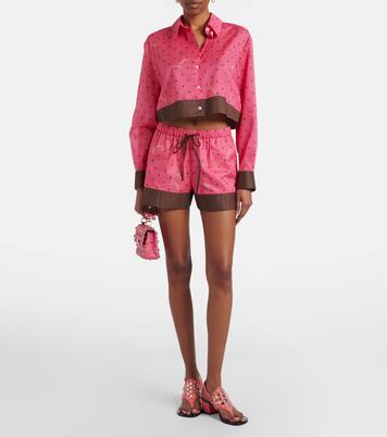 Cropped printed cotton shirt | Valentino
