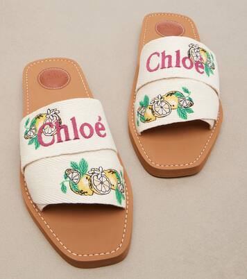 Sandali Woody in lino con ricamo | Chloé