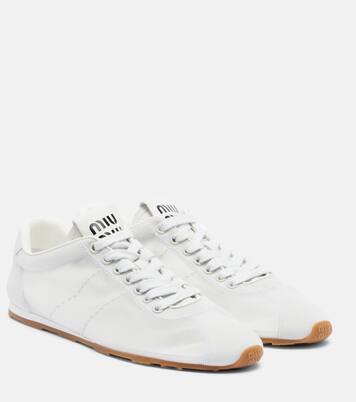 Sneakers Plume mit Lederbesatz | Miu Miu