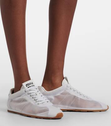 Sneakers Plume mit Lederbesatz | Miu Miu