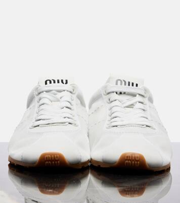 Sneakers Plume mit Lederbesatz | Miu Miu