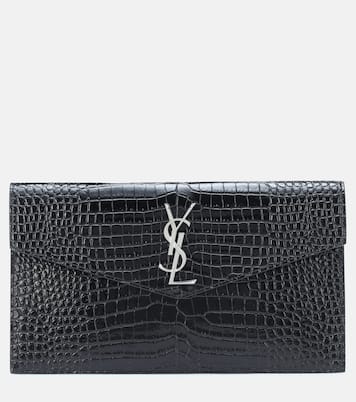 Uptown embossed leather clutch | Saint Laurent
