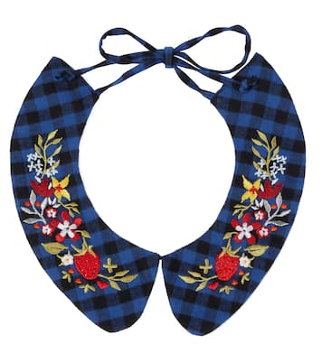 Embroidered checked cotton collar | Paade Mode