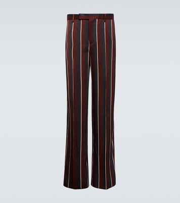 High-rise striped straight crêpe pants | Versace