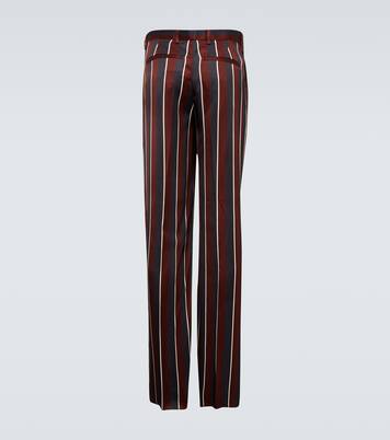 High-rise striped straight crêpe pants | Versace