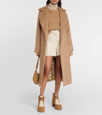 Shearling-trimmed suede ankle boots | See By Chloé