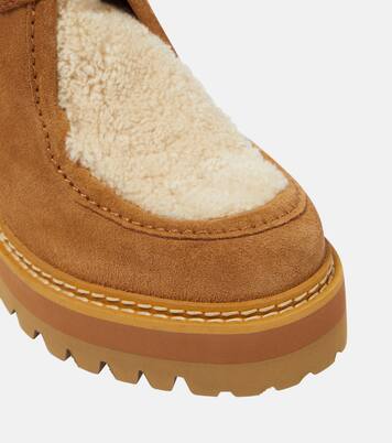 Shearling-trimmed suede ankle boots | See By Chloé