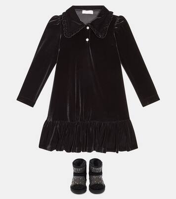 Ruffled velvet dress | Monnalisa