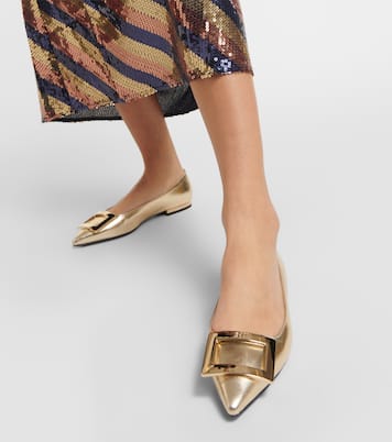 Gommettine metallic leather ballet flats | Roger Vivier