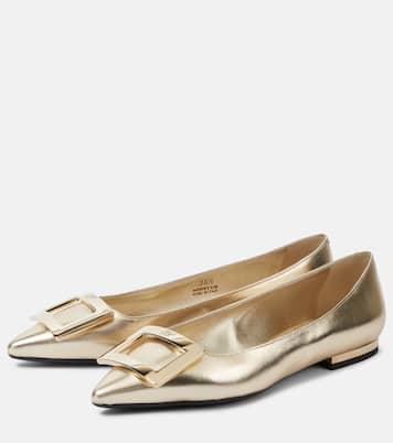 Gommettine metallic leather ballet flats | Roger Vivier
