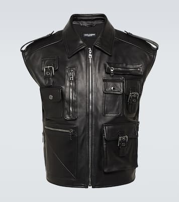 Pocket-detail sleeveless leather jacket | Dolce&Gabbana