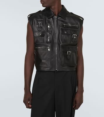 Pocket-detail sleeveless leather jacket | Dolce&Gabbana