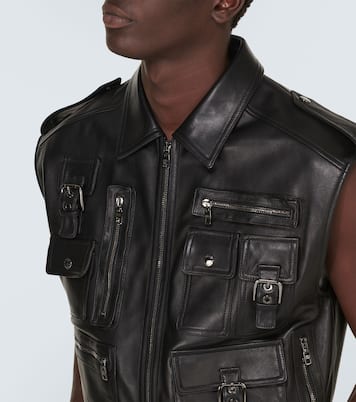 Pocket-detail sleeveless leather jacket | Dolce&Gabbana