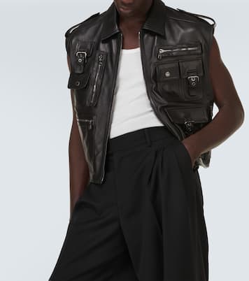 Pocket-detail sleeveless leather jacket | Dolce&Gabbana