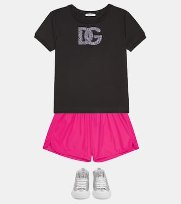 DG embellished cotton jersey T-shirt | Dolce&Gabbana Kids