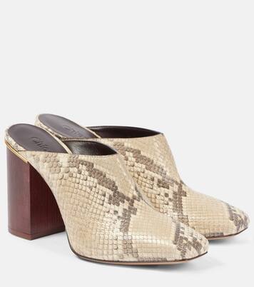 Ambre snake-effect leather mules | Chloé