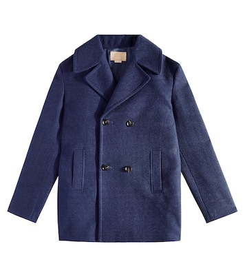 Web Stripe logo wool-blend coat | Gucci Kids