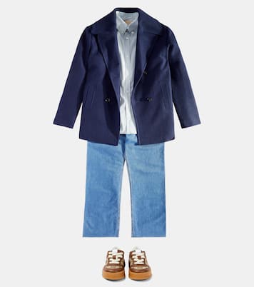 Web Stripe logo wool-blend coat | Gucci Kids