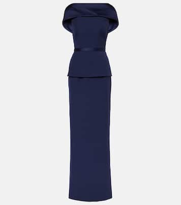 Rella draped peplum heavy crêpe midi dress | Safiyaa