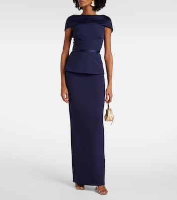 Rella draped peplum heavy crêpe midi dress | Safiyaa