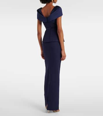 Rella draped peplum heavy crêpe midi dress | Safiyaa