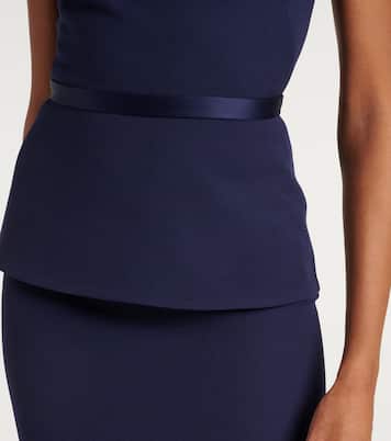 Rella draped peplum heavy crêpe midi dress | Safiyaa