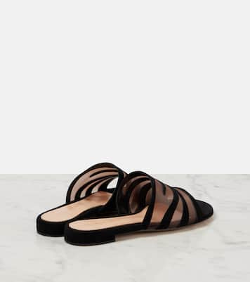 Pantoletten Tigra aus Veloursleder und Mesh | Gianvito Rossi