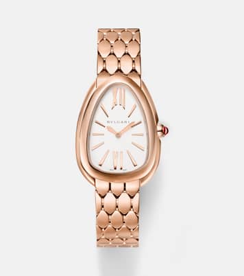 Serpenti Seduttori 33mm rose gold watch with rubellite and quartz  | Bvlgari