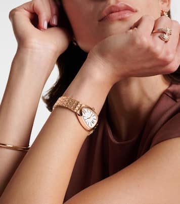 Serpenti Seduttori 33mm rose gold watch with rubellite and quartz  | Bvlgari