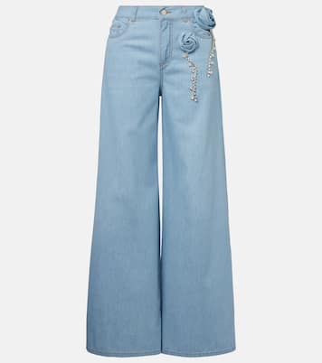Wide-Leg Jeans mit Kristallen | Area