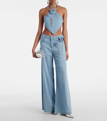 Wide-Leg Jeans mit Kristallen | Area