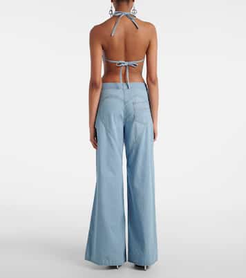 Wide-Leg Jeans mit Kristallen | Area