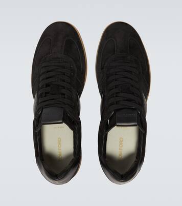 Leather-trimmed suede sneakers | Tom Ford