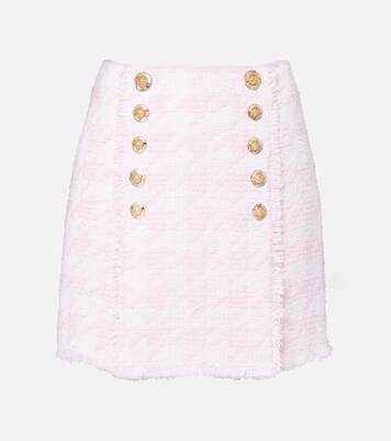Houndstooth cotton-blend miniskirt | Balmain