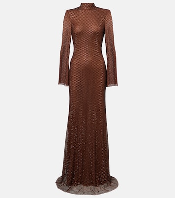 Crystal-embellished mesh gown | Self-Portrait