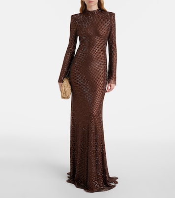 Crystal-embellished mesh gown | Self-Portrait