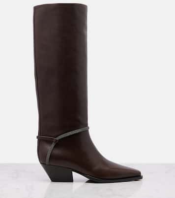 Monili leather knee-high boots | Brunello Cucinelli