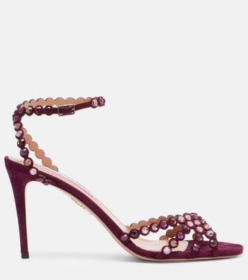 Sandalen Tequila 85 aus Leder mit Kristallen | Aquazzura