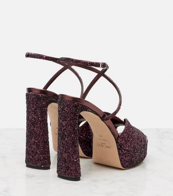 Karli 125 glitter platform sandals | Jimmy Choo