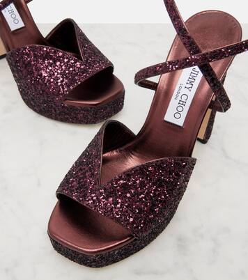 Karli 125 glitter platform sandals | Jimmy Choo