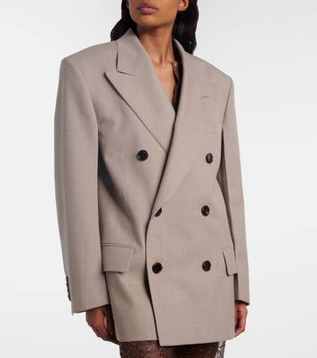 Double-breasted wool mouliné blazer | Gucci
