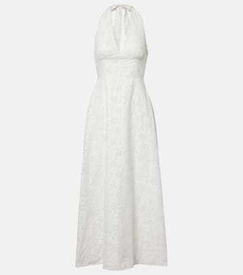 Salma embroidered halterneck cotton midi dress | Posse