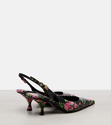 Lollo 60 floral leather slingback pumps | Dolce&Gabbana