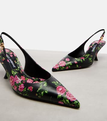 Lollo 60 floral leather slingback pumps | Dolce&Gabbana