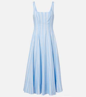 Wells striped cotton midi dress | Staud