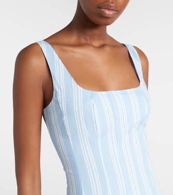 Wells striped cotton midi dress | Staud