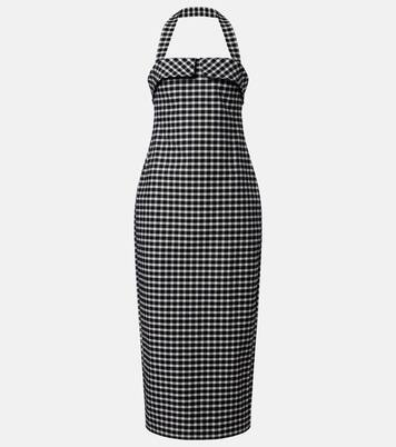 Chiara gingham cotton-blend midi dress | Posse