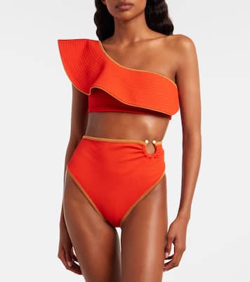 Top bikini monospalla con volant | Johanna Ortiz